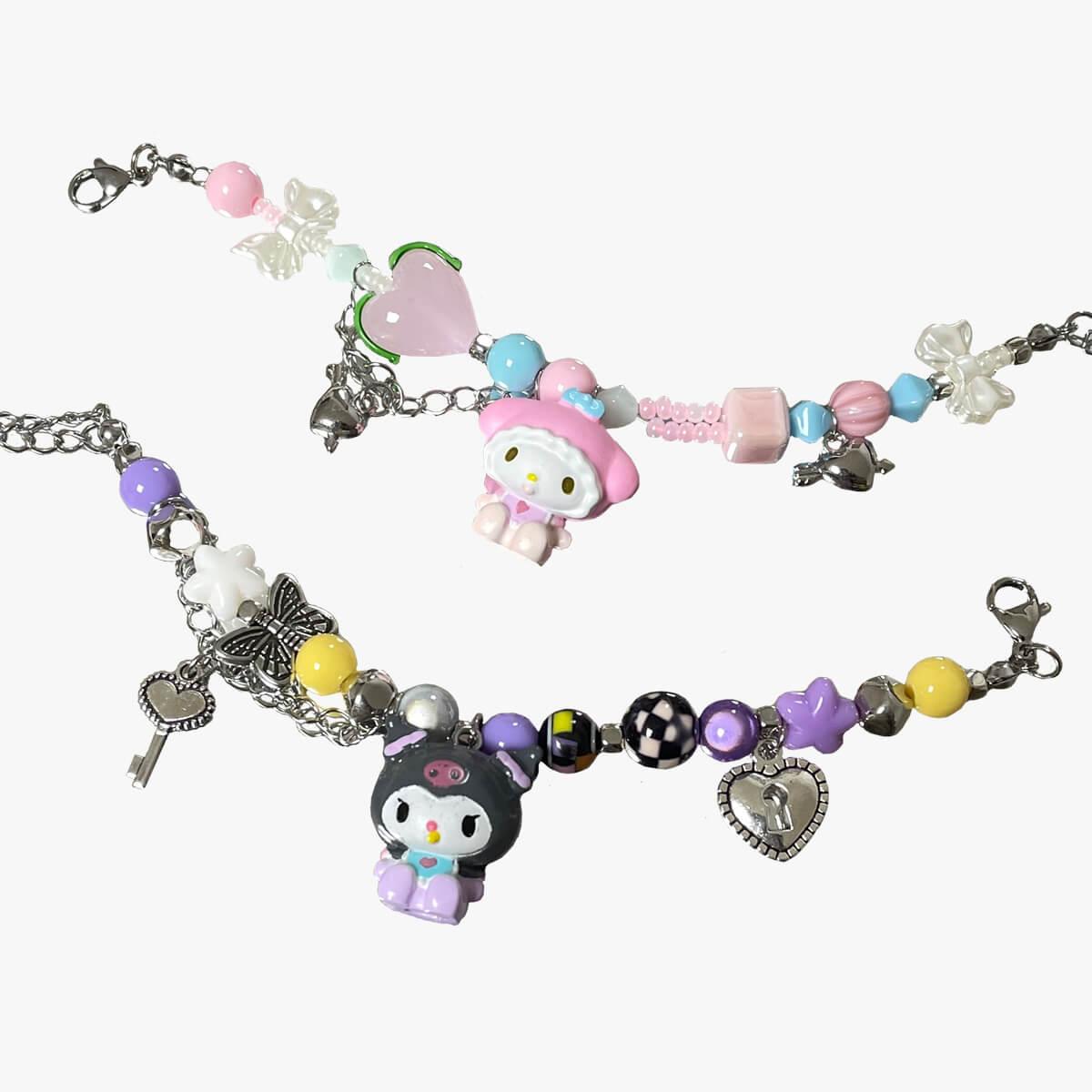 Kuromi and My Melody Kidcore Bracelet - Aesthetic Clothes Shop Kuromi and My Melody Kidcore Bracelet - Aesthetic Clothes Shop