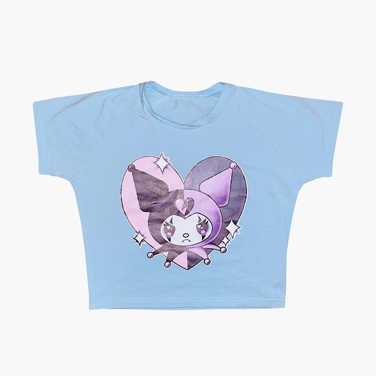 Kuromi Evil Jester Soft Blue Crop Top - Aesthetic Clothes Shop Kuromi Evil Jester Soft Blue Crop Top - Aesthetic Clothes Shop