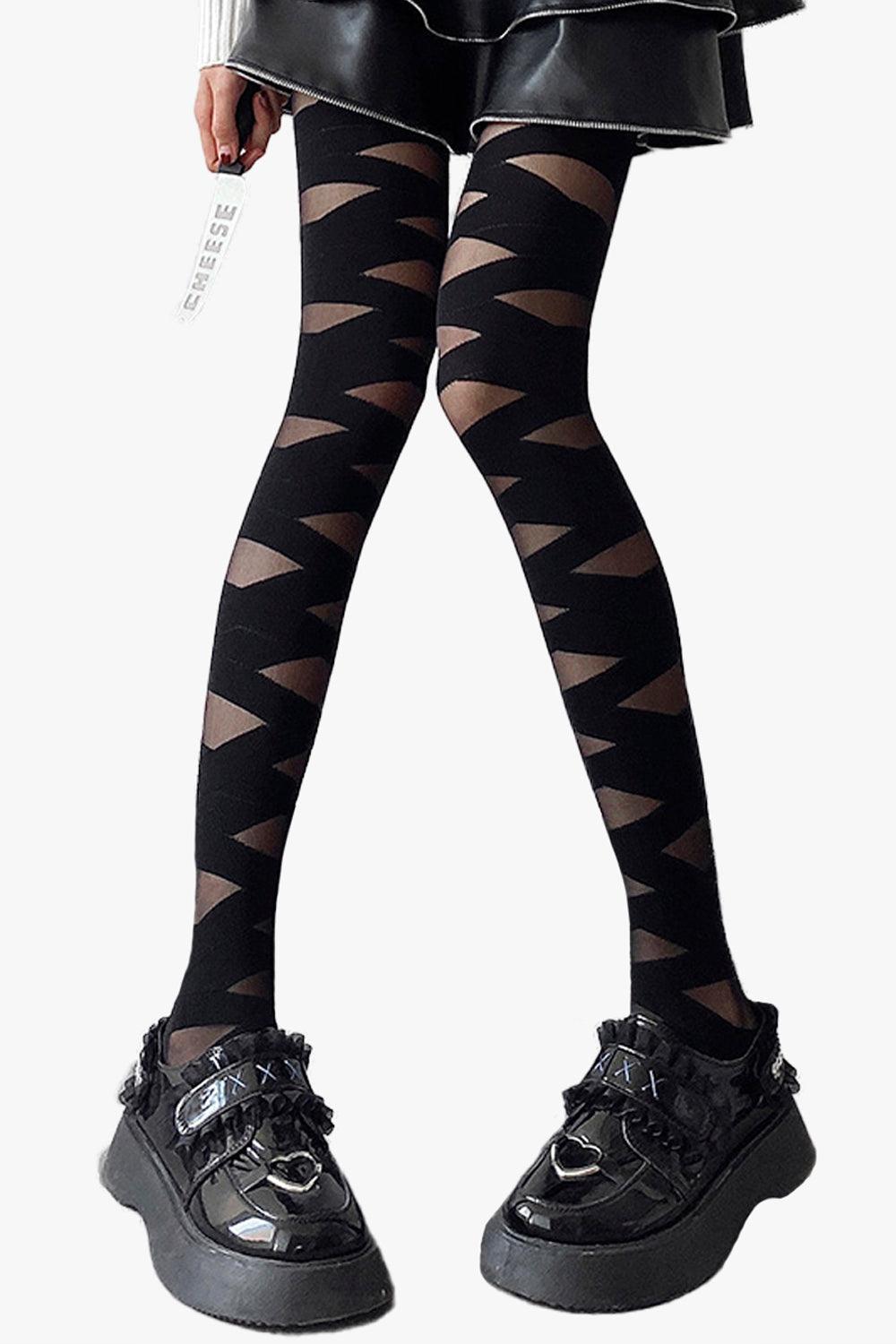 Lace Cross Bandaged Aesthetic Tights - Aesthetic Clothes Shop Lace Cross Bandaged Aesthetic Tights - Aesthetic Clothes Shop