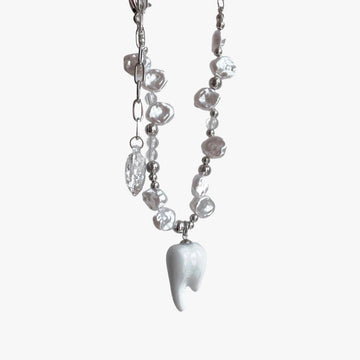 Large Porcelain Tooth Aesthetic Necklace - Aesthetic Clothes Shop Large Porcelain Tooth Aesthetic Necklace - Aesthetic Clothes Shop