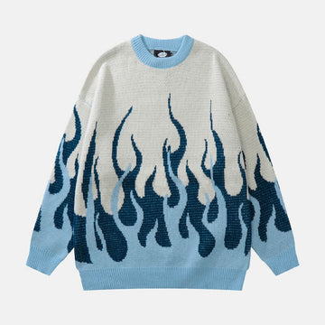 Light Blue Flame Aesthetic Sweater