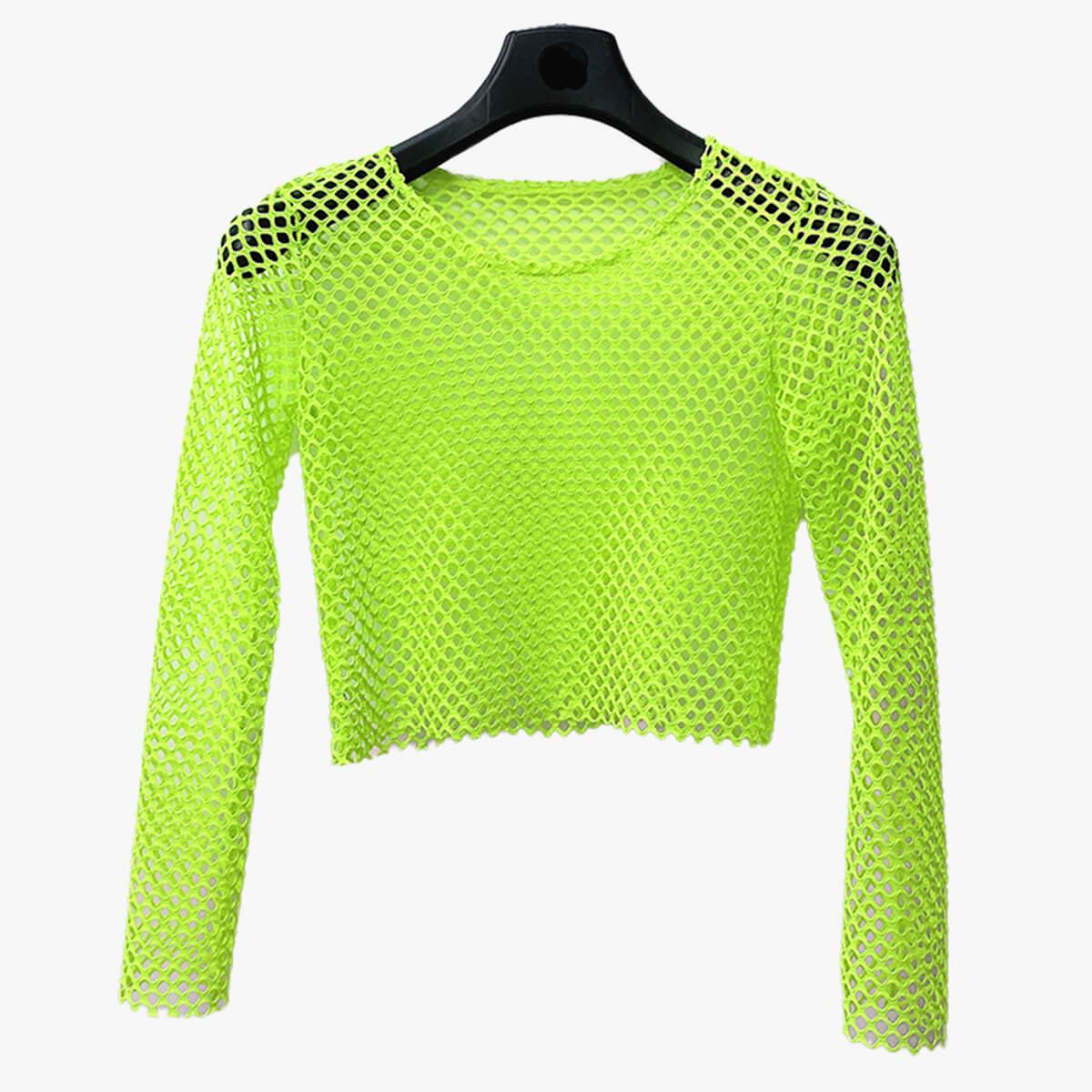 kollision Onset hurtig Long Sleeve Neon Fishnet Top - Aesthetic Clothes Shop
