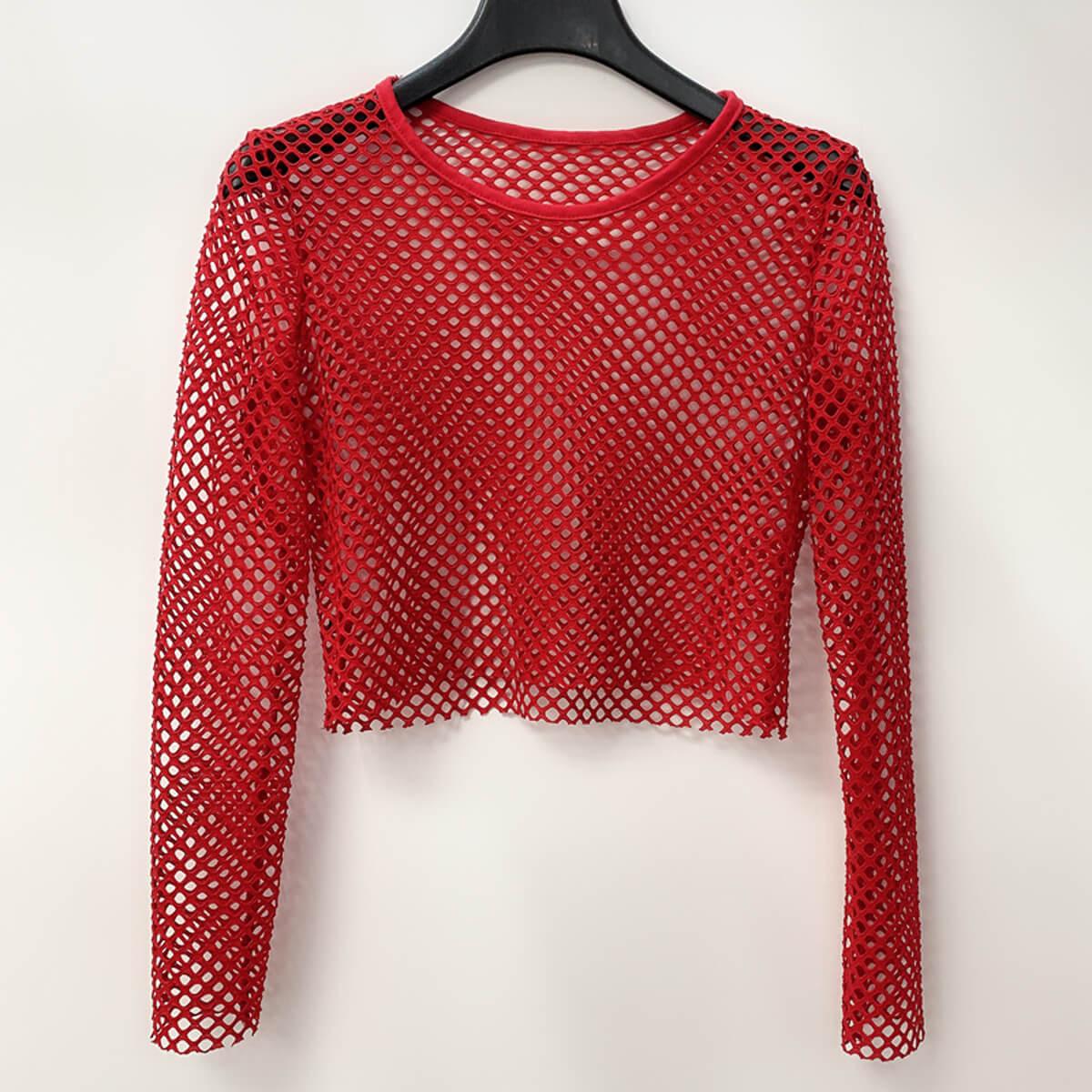 Long Sleeve Neon Fishnet Top - Aesthetic Clothes Shop Long Sleeve Neon Fishnet Top - Aesthetic Clothes Shop
