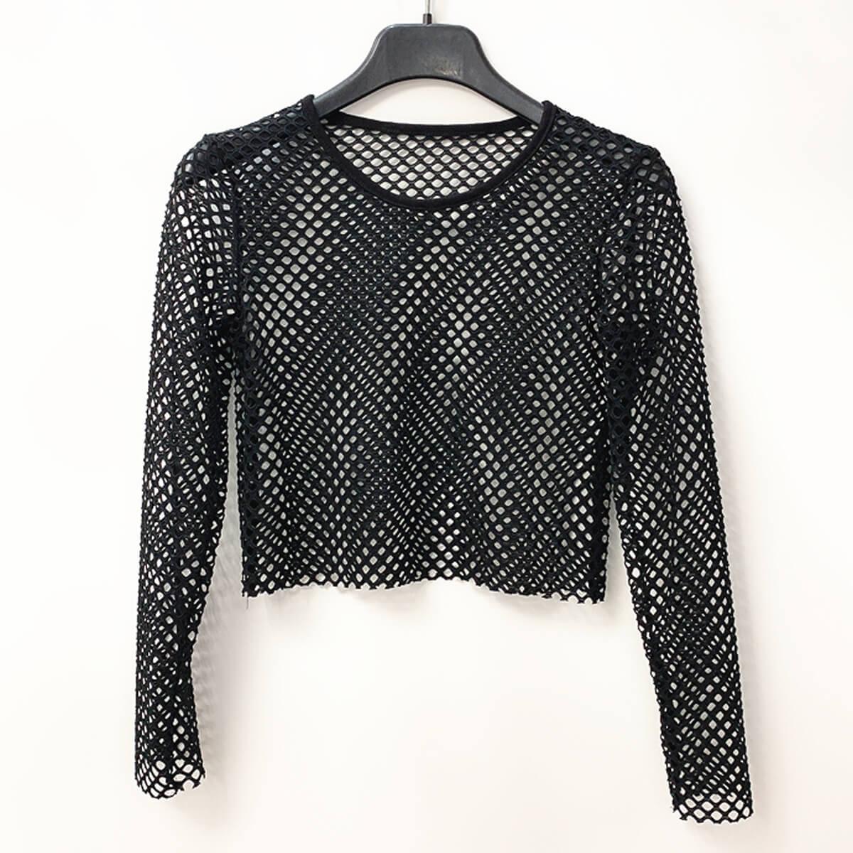 Long Sleeve Neon Fishnet Top - Aesthetic Clothes Shop Long Sleeve Neon Fishnet Top - Aesthetic Clothes Shop
