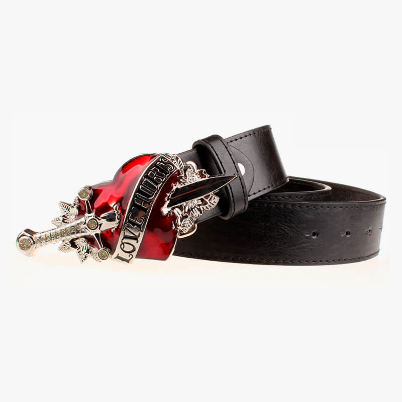 Love Hurts Belt Sword and Heart Buckle - Aesthetic Shop