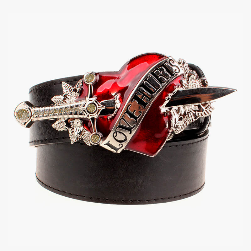 Love Hurts Belt Sword and Heart Buckle Love Hurts Belt Sword and Heart Buckle