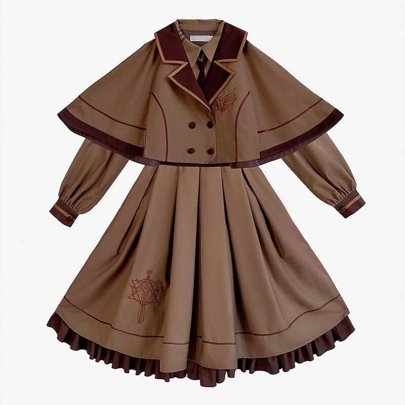 Magical Aesthetic Tan Brown Academia Uniform Dress Magical Aesthetic Tan Brown Academia Uniform Dress