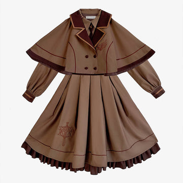 Magical Aesthetic Tan Brown Academia Uniform Dress Magical Aesthetic Tan Brown Academia Uniform Dress