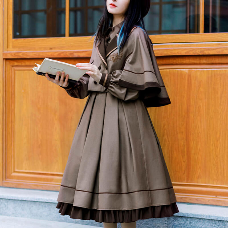 Magical Aesthetic Tan Brown Academia Uniform Dress Magical Aesthetic Tan Brown Academia Uniform Dress