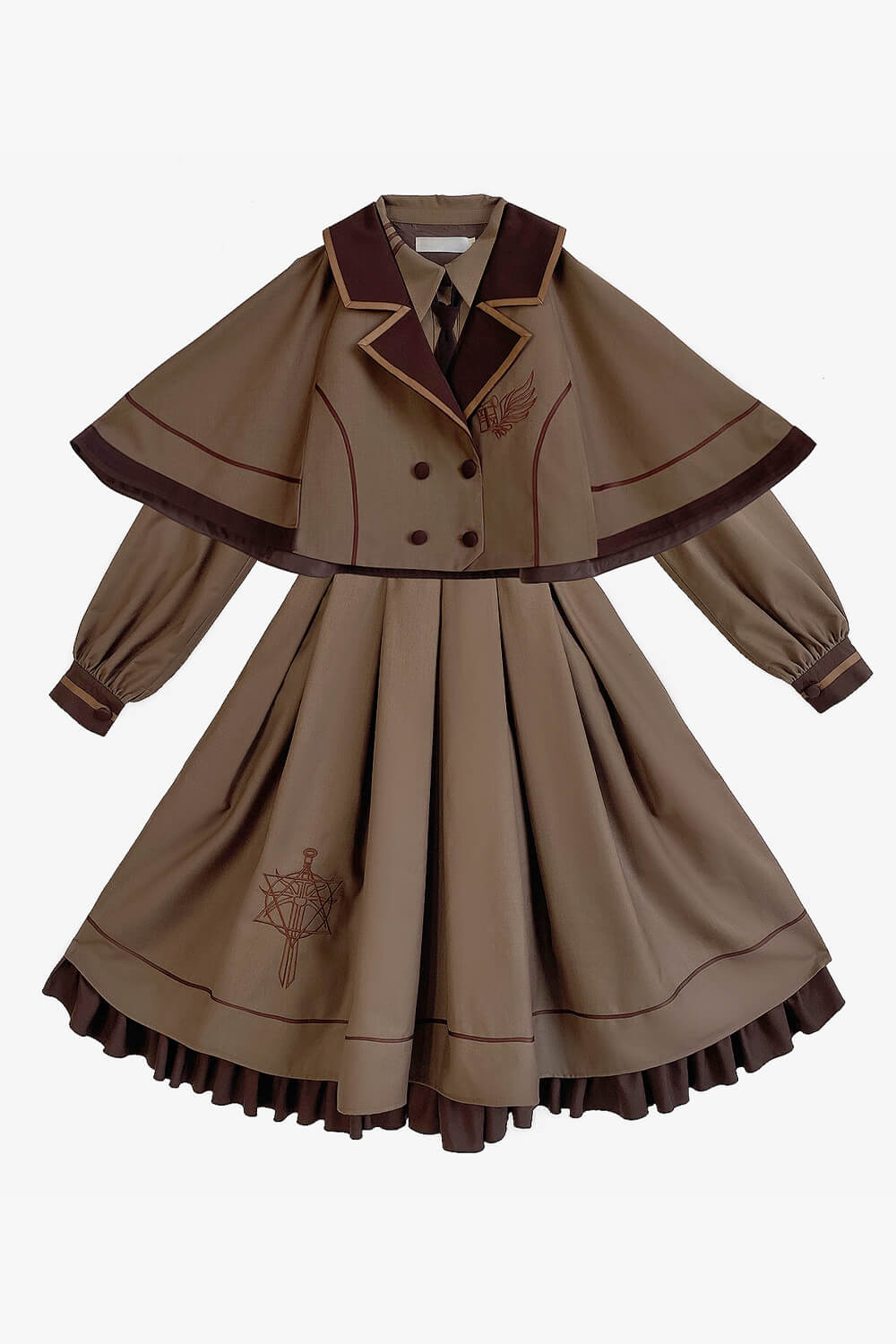 Magical Aesthetic Tan Brown Academia Uniform Dress Magical Aesthetic Tan Brown Academia Uniform Dress