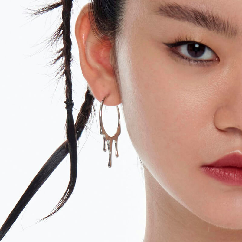 Melted Drop Aesthetic Hoop Earrings Melted Drop Aesthetic Hoop Earrings