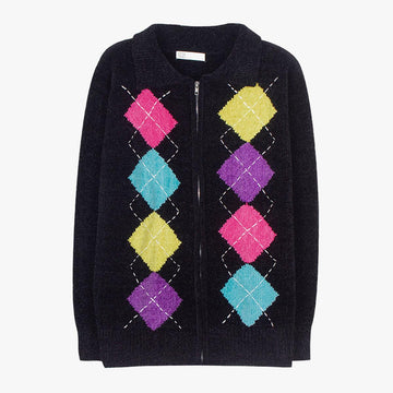 Memphis Diamond Black Cardigan - Aesthetic Clothes Shop Memphis Diamond Black Cardigan - Aesthetic Clothes Shop