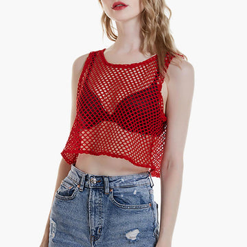 Mesh Fishnet Cropped Tank Top