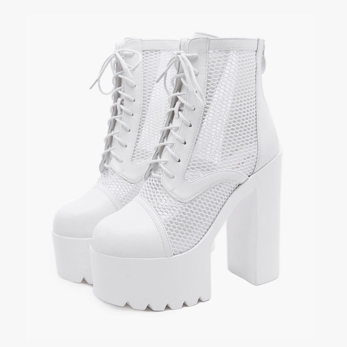 Mesh Laced Platform Shoes Grunge Aesthetic - Aesthetic Clothes Shop