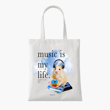 Music is My Life Hamster Tote Bag Music is My Life Hamster Tote Bag