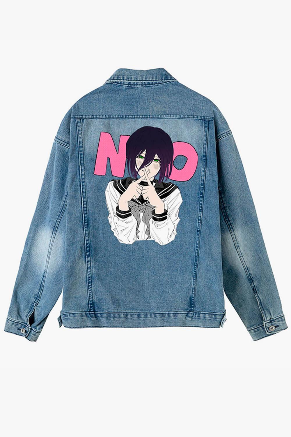 No Reze Yes Denji Chainsaw Man Aesthetic Denim Jacket - Aesthetic Clothes Shop No Reze Yes Denji Chainsaw Man Aesthetic Denim Jacket - Aesthetic Clothes Shop