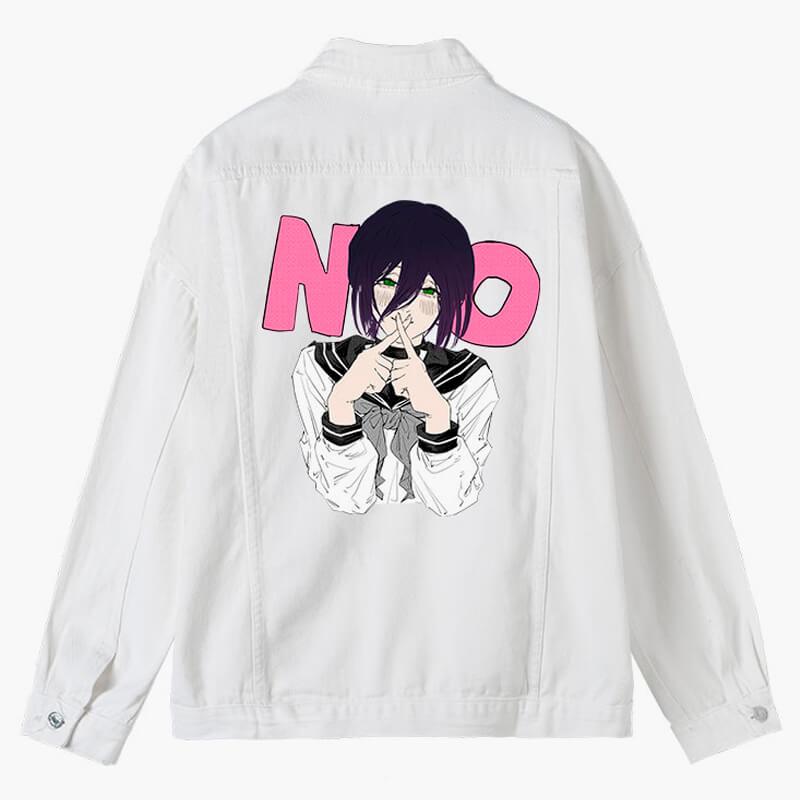 No Reze Yes Denji Chainsaw Man Aesthetic Denim Jacket - Aesthetic Clothes Shop No Reze Yes Denji Chainsaw Man Aesthetic Denim Jacket - Aesthetic Clothes Shop