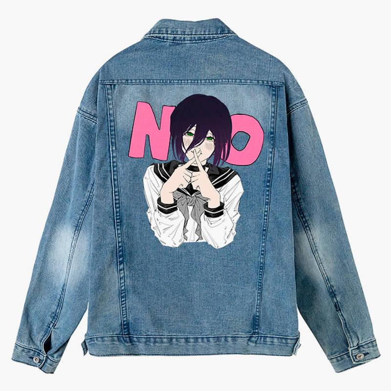 No Reze Yes Denji Chainsaw Man Aesthetic Denim Jacket - Aesthetic Clothes Shop No Reze Yes Denji Chainsaw Man Aesthetic Denim Jacket - Aesthetic Clothes Shop