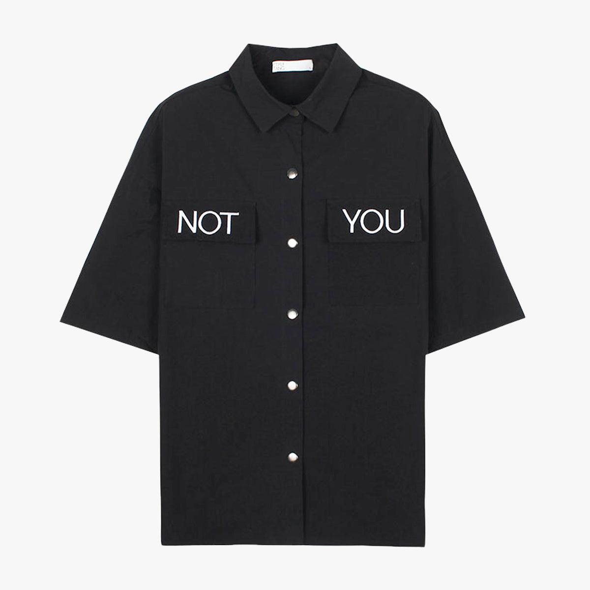 Not You Black Polo Shirt - Aesthetic Clothes Shop Not You Black Polo Shirt - Aesthetic Clothes Shop