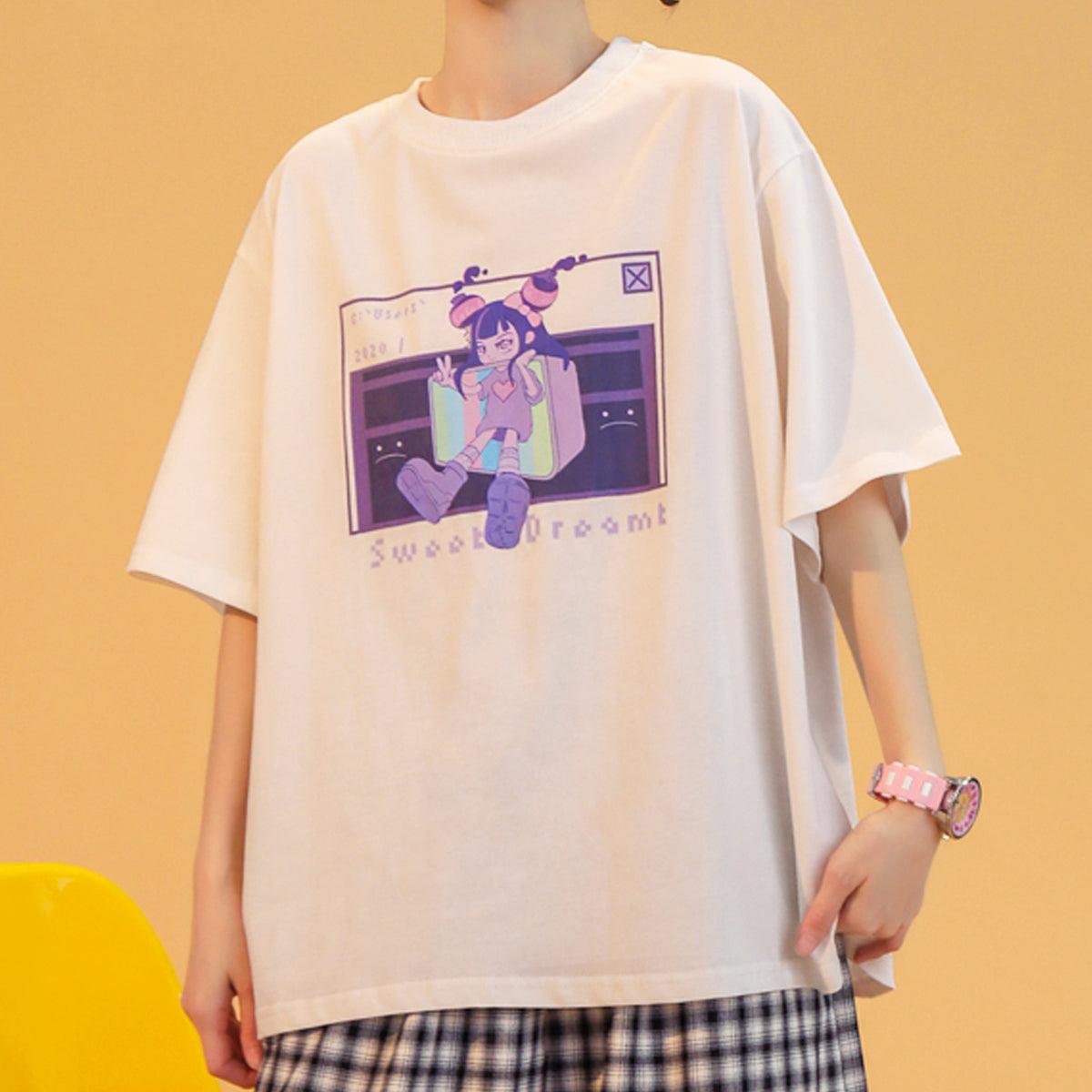 Old Web Anime Girl Hacker T-Shirt - Aesthetic Clothes Shop Old Web Anime Girl Hacker T-Shirt - Aesthetic Clothes Shop