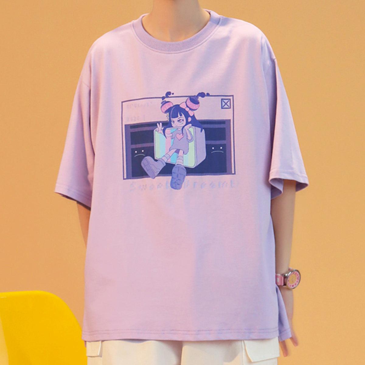 Old Web Anime Girl Hacker T-Shirt - Aesthetic Clothes Shop Old Web Anime Girl Hacker T-Shirt - Aesthetic Clothes Shop