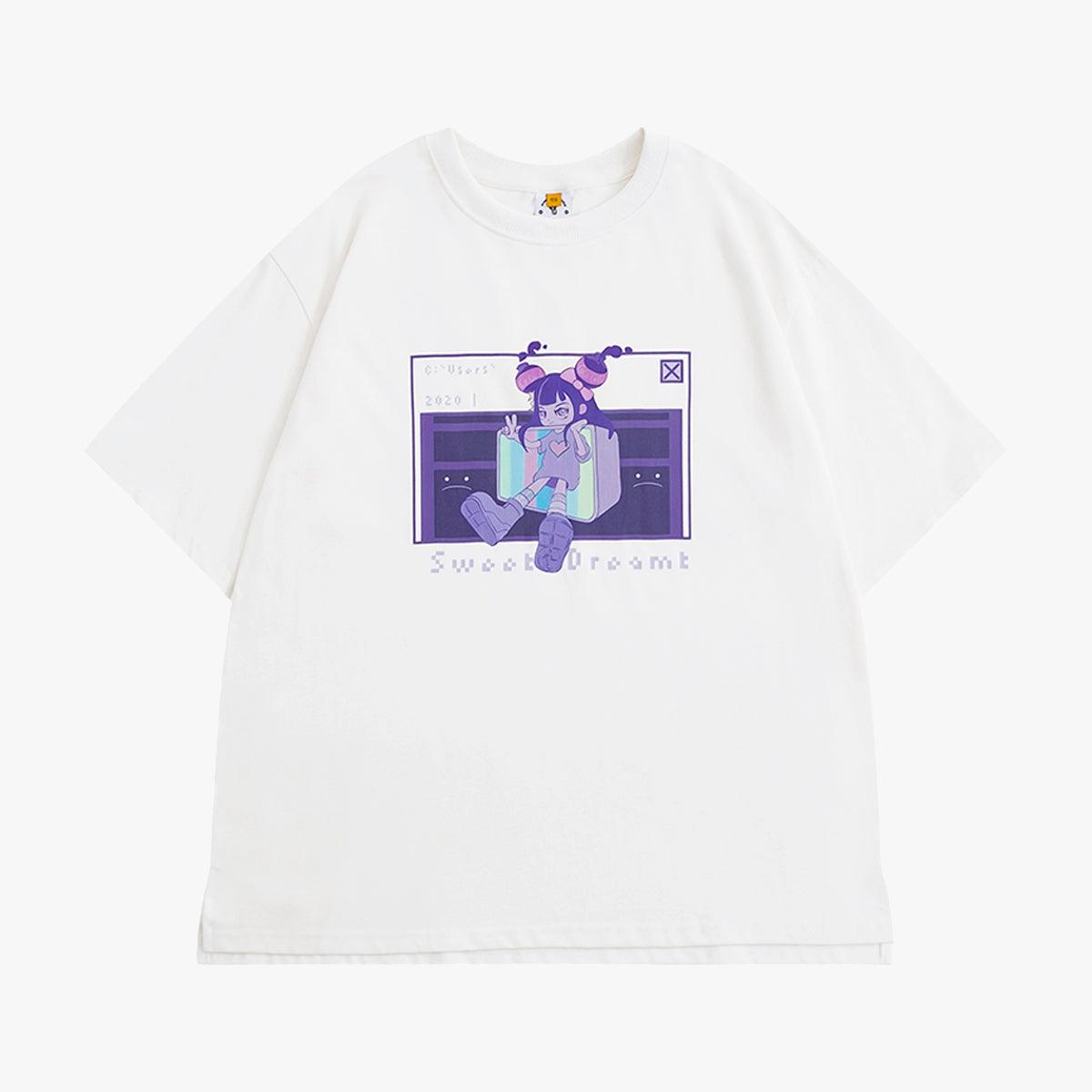 Old Web Anime Girl Hacker T-Shirt - Aesthetic Clothes Shop Old Web Anime Girl Hacker T-Shirt - Aesthetic Clothes Shop