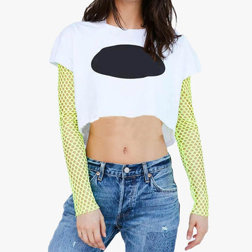 Open Chest Long Sleeve Fishnet Crop Top