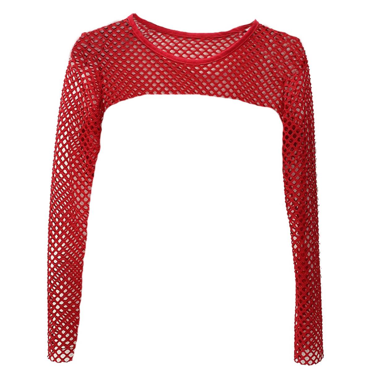 Open Chest Long Sleeve Fishnet Crop Top - Aesthetic Clothes Shop Open Chest Long Sleeve Fishnet Crop Top - Aesthetic Clothes Shop