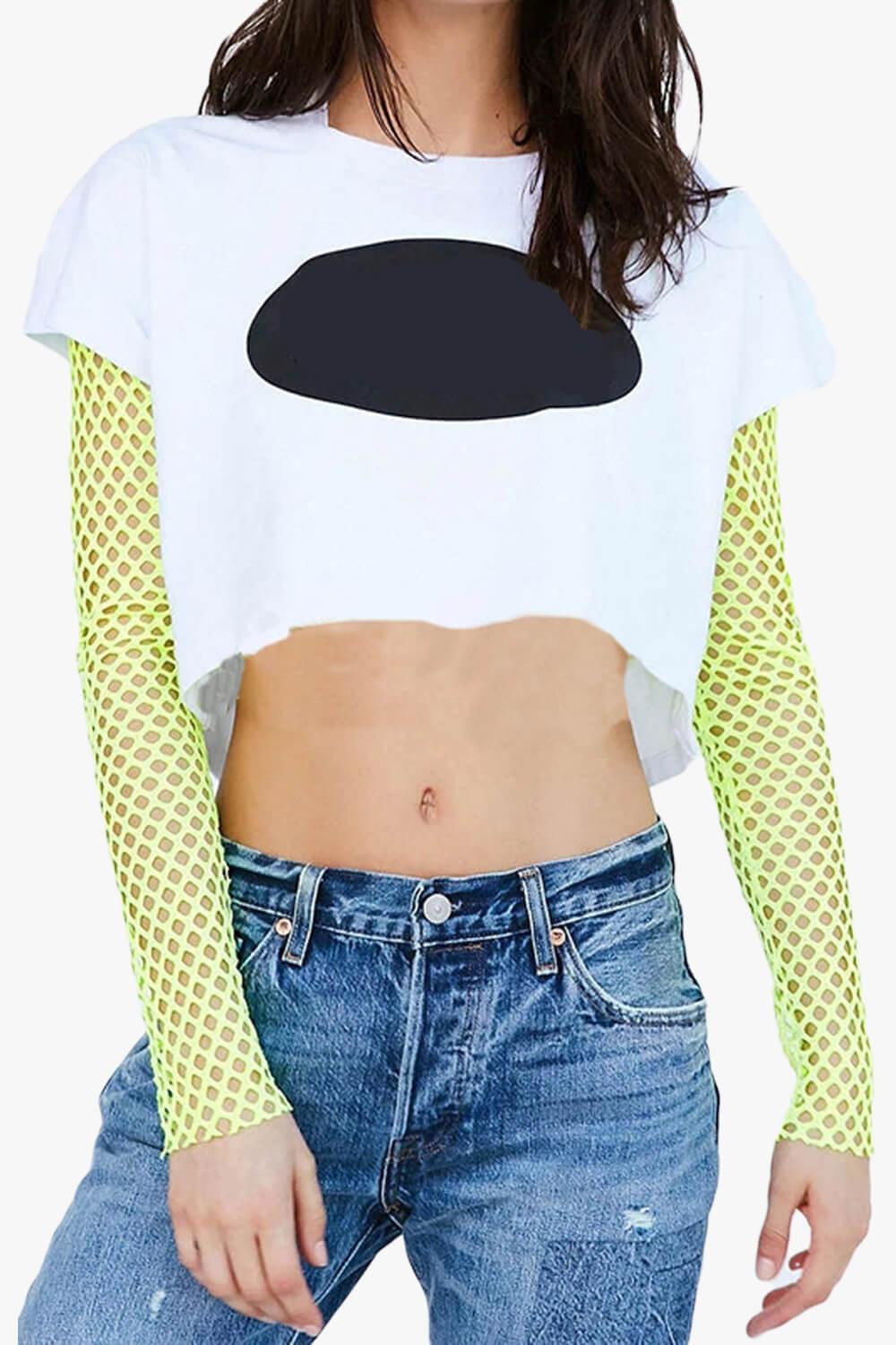 Open Chest Long Sleeve Fishnet Crop Top - Aesthetic Clothes Shop Open Chest Long Sleeve Fishnet Crop Top - Aesthetic Clothes Shop