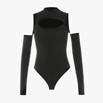 Open Shoulder Long Sleeve Bodysuit - Aesthetic Clothes Shop Open Shoulder Long Sleeve Bodysuit - Aesthetic Clothes Shop