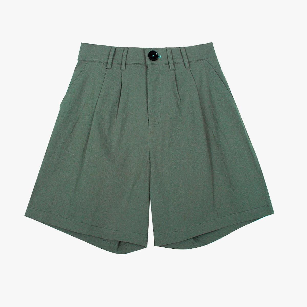 Pale Green Retro Denim Shorts - Aesthetic Clothes Shop