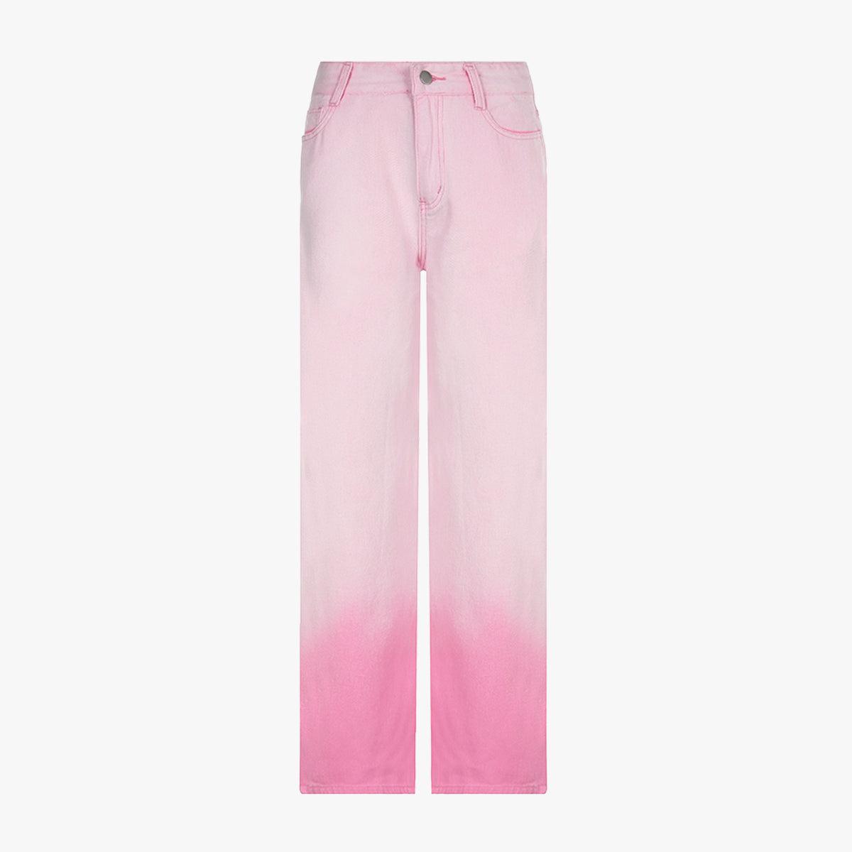 Pastel Pink Gradient High Waist Jeans - Aesthetic Clothes Shop Pastel Pink Gradient High Waist Jeans - Aesthetic Clothes Shop