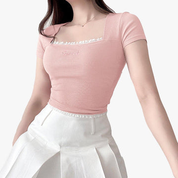 Pastel Pink Soft Girl Crop Top