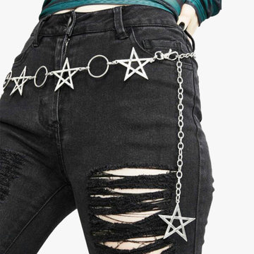 Pentagram Star Chain Grunge Belt - Aesthetic Clothes Shop Pentagram Star Chain Grunge Belt - Aesthetic Clothes Shop