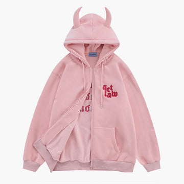 Pink Horns Hoodie Act Law Soft Baddie Aesthetic Pink Horns Hoodie Act Law Soft Baddie Aesthetic