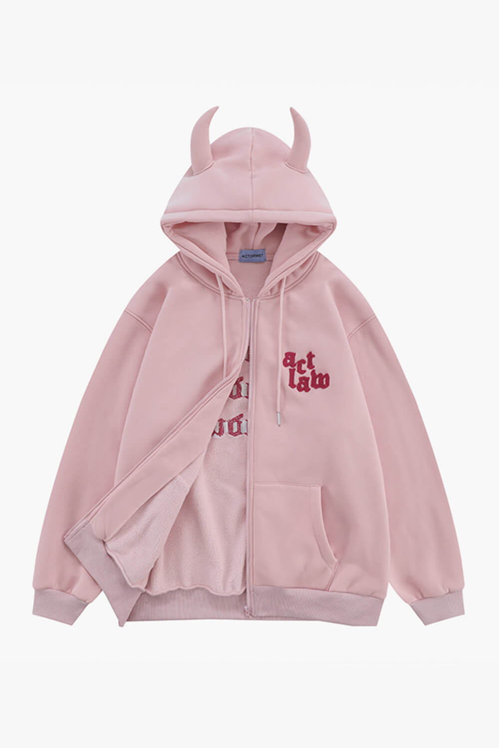 Pink Horns Hoodie Act Law Soft Baddie Aesthetic Pink Horns Hoodie Act Law Soft Baddie Aesthetic