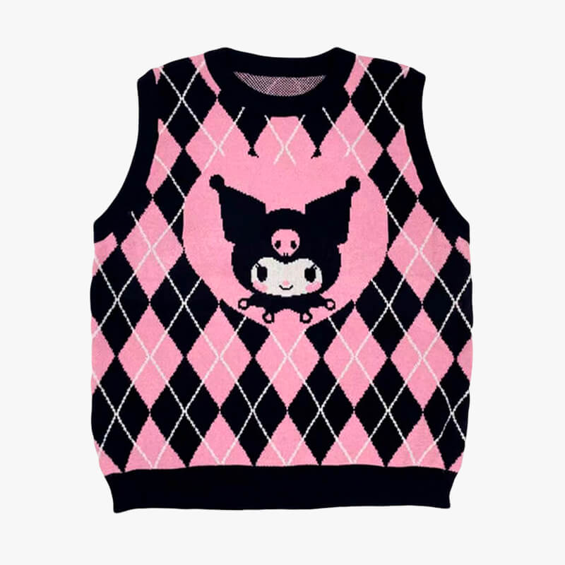 Pink Kuromi Aesthetic Vest Diamond Checkered Pink Kuromi Aesthetic Vest Diamond Checkered