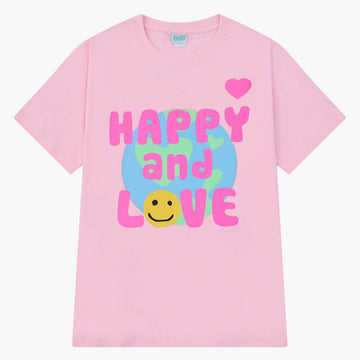 Pink Y2K Kidcore Aesthetic T-Shirt Happy and Love Pink Y2K Kidcore Aesthetic T-Shirt Happy and Love