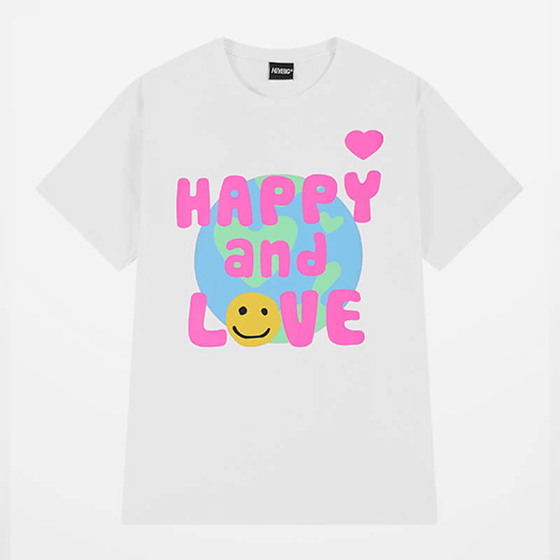 Pink Y2K Kidcore Aesthetic T-Shirt Happy and Love Pink Y2K Kidcore Aesthetic T-Shirt Happy and Love