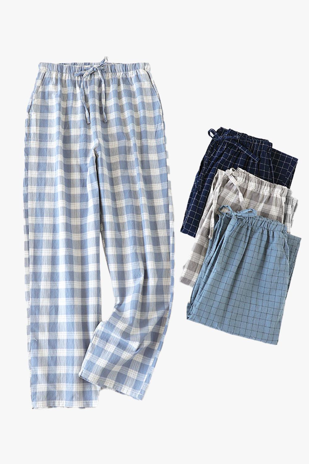 Plaid Grid Soft Girl Pajama Pants - Aesthetic Clothes Shop