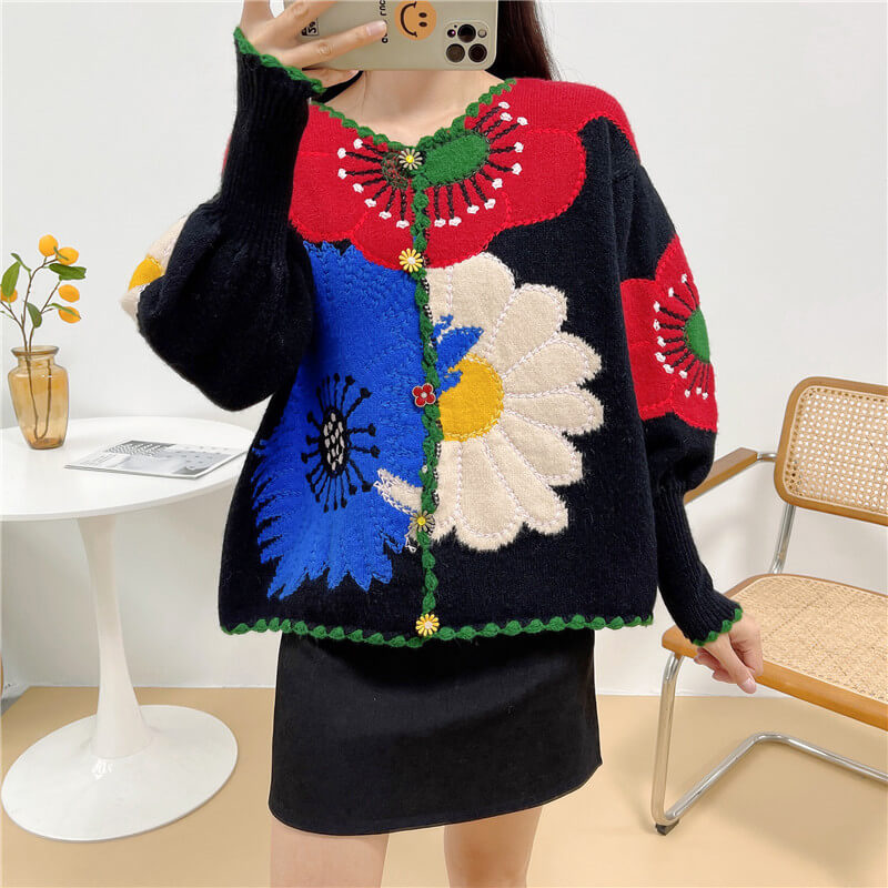 Plant Mom Aesthetic Cardigan Huge Flowers Design Plant Mom Aesthetic Cardigan Huge Flowers Design