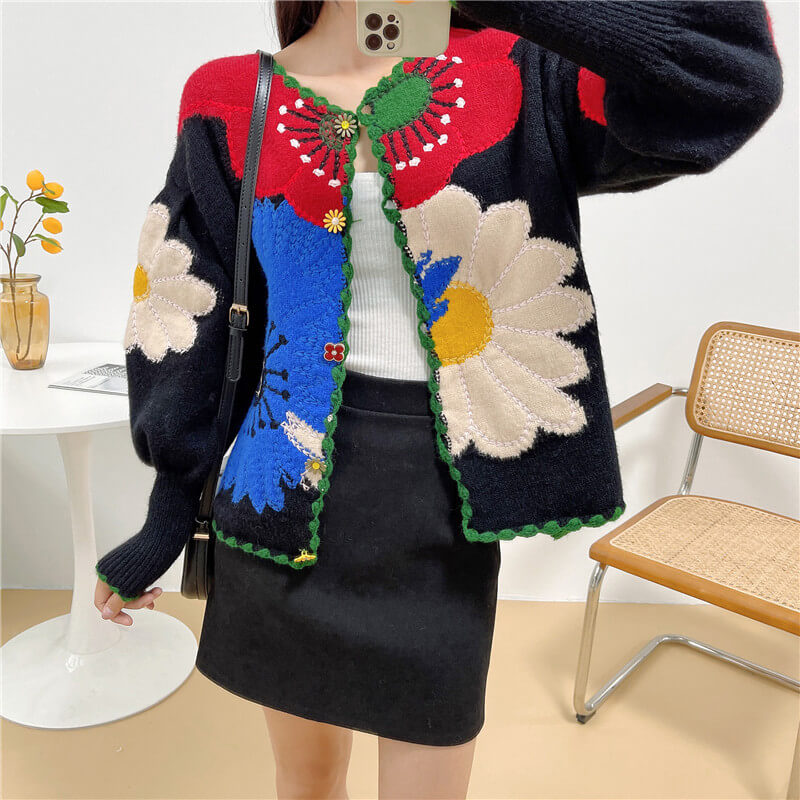 Plant Mom Aesthetic Cardigan Huge Flowers Design Plant Mom Aesthetic Cardigan Huge Flowers Design