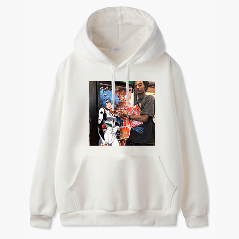 Playboi Carti and Rei Ayanami IRL Anime Aesthetic Hoodie