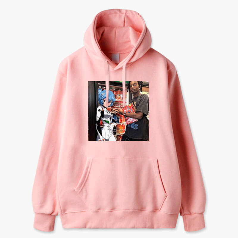 Playboi Carti and Rei Ayanami IRL Anime Aesthetic Hoodie Playboi Carti and Rei Ayanami IRL Anime Aesthetic Hoodie