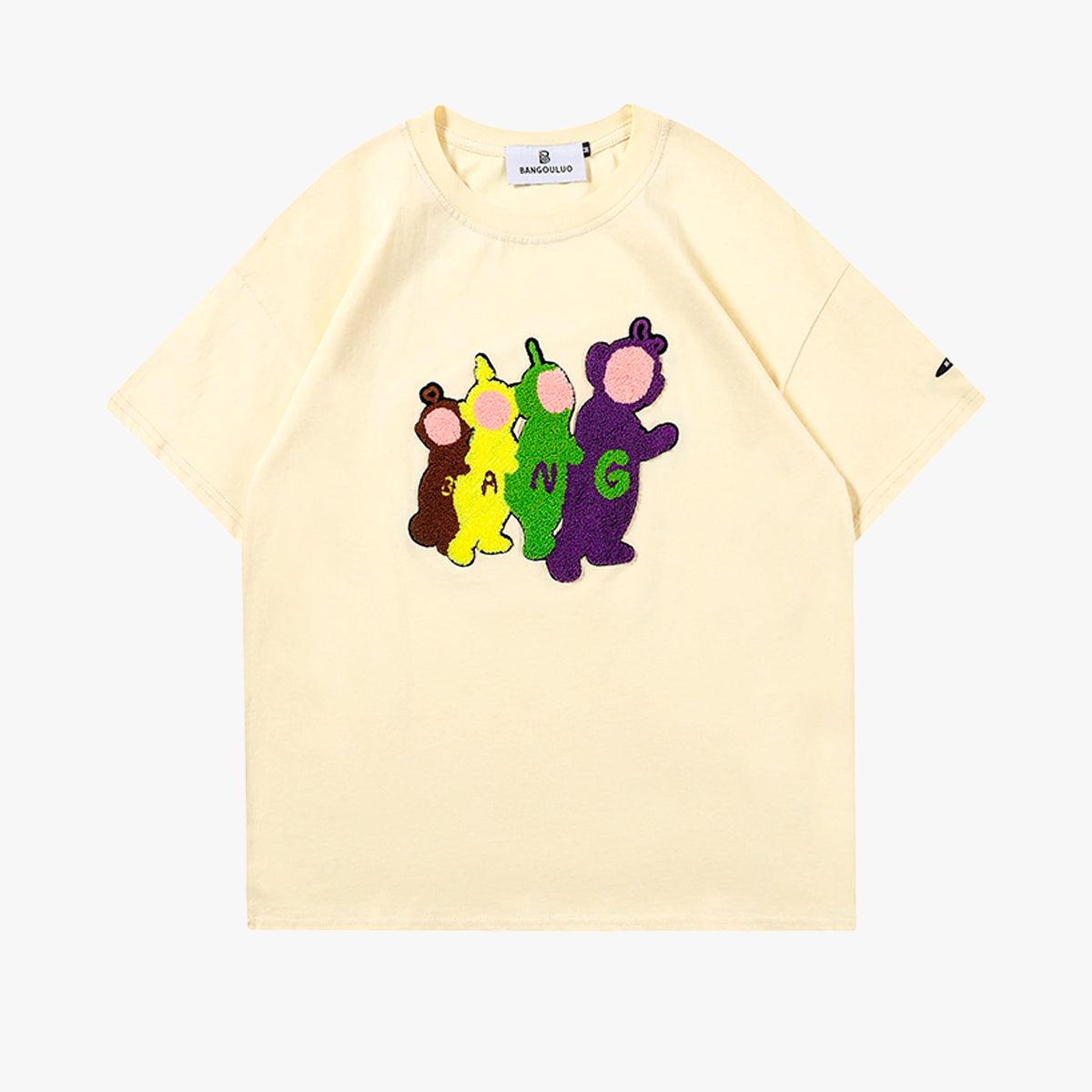 Plush Telebabies Gang Embroidery T-Shirt - Aesthetic Clothes Shop Plush Telebabies Gang Embroidery T-Shirt - Aesthetic Clothes Shop