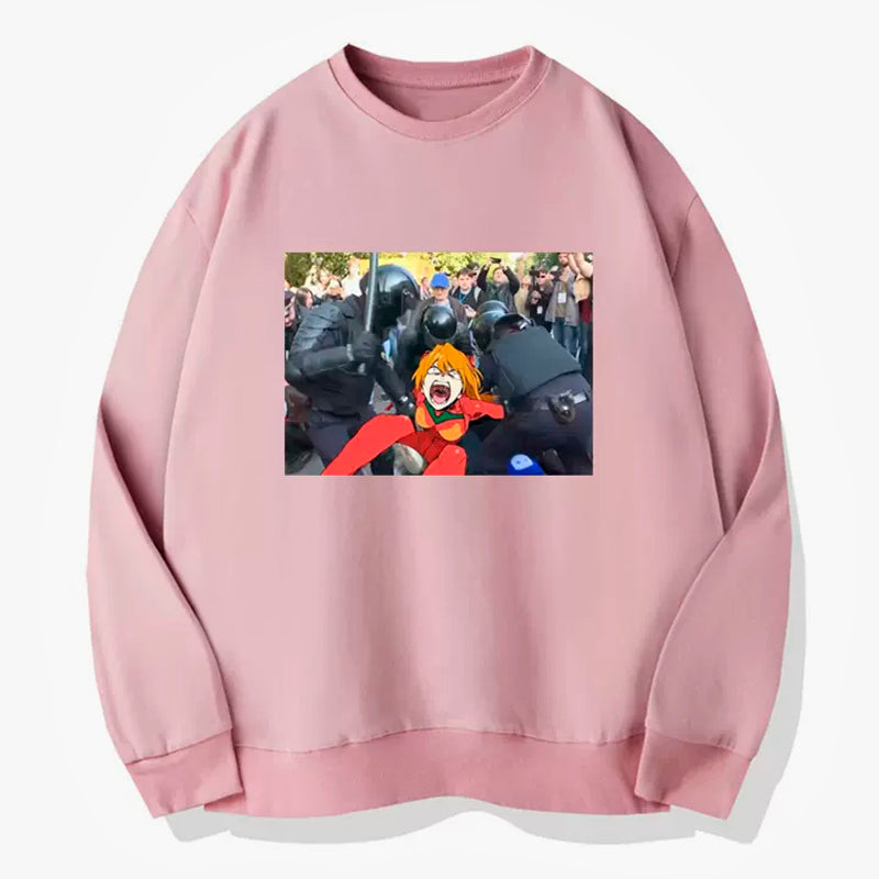 Police Detained Asuka Langle in Riot Sweatshirt Animecore Police Detained Asuka Langle in Riot Sweatshirt Animecore