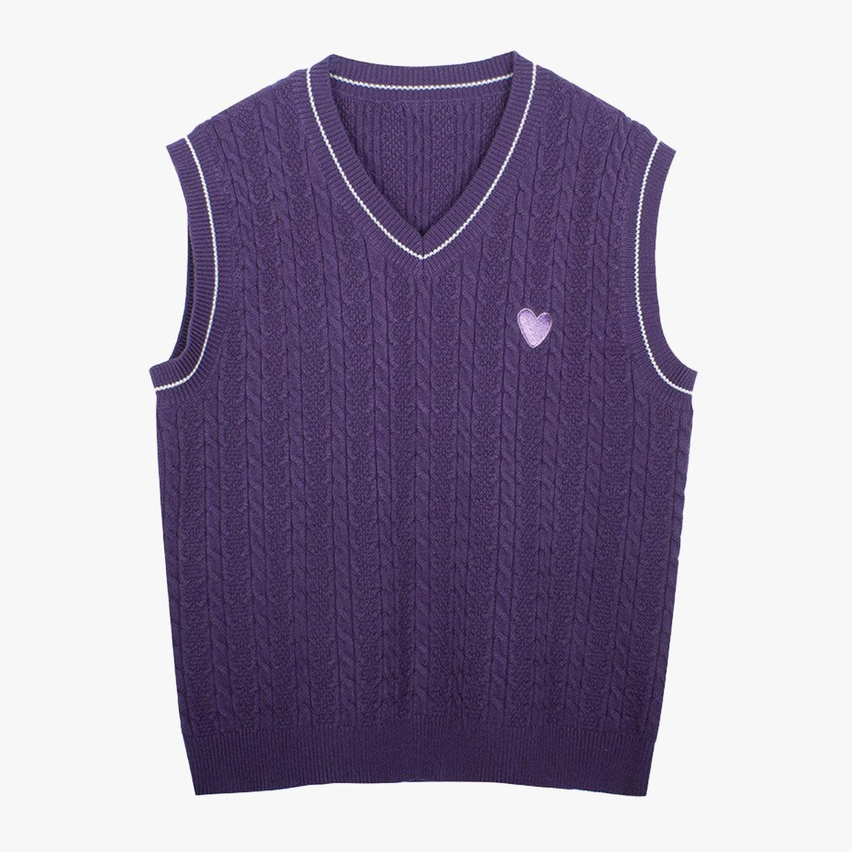 Purple Heart Knit Aesthetic Vest - Aesthetic Clothes Shop Purple Heart Knit Aesthetic Vest - Aesthetic Clothes Shop