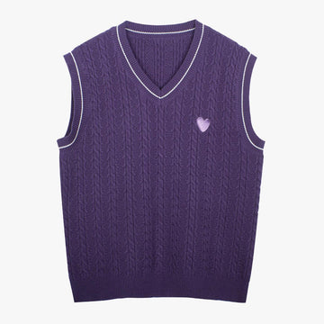 Purple Heart Knit Aesthetic Vest - Aesthetic Clothes Shop Purple Heart Knit Aesthetic Vest - Aesthetic Clothes Shop