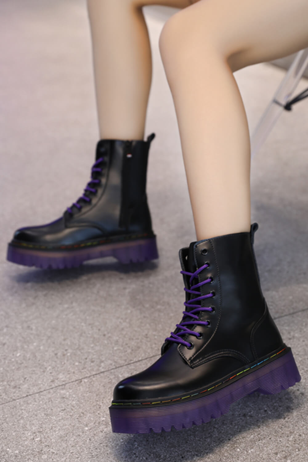 Purple Sole High Ankle Martens Boots Purple Sole High Ankle Martens Boots