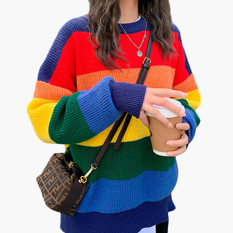 Rainbow Aesthetic Oversized Sweater Rainbow Aesthetic Oversized Sweater